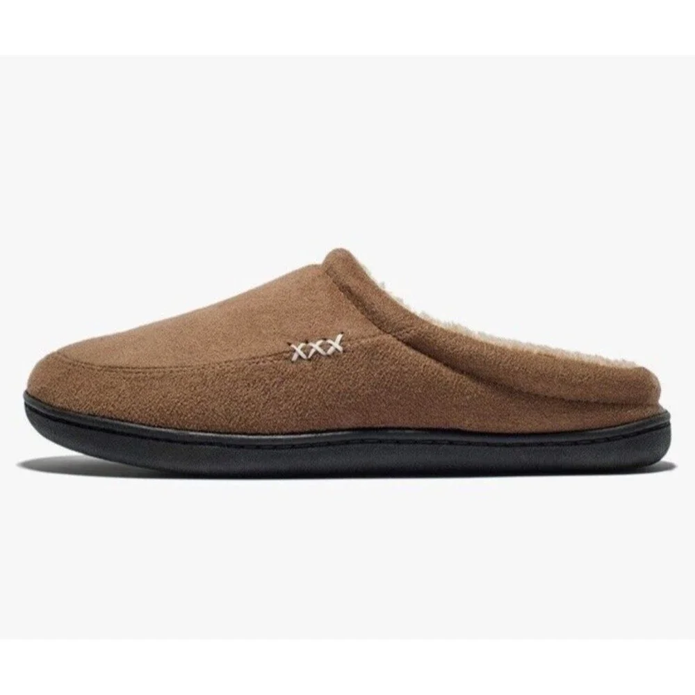 Mens Warm Slip On Sz 47/48 Lined Outdoor Indoor Slipper Memory Foam Suede Plush